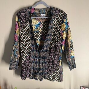 Koret Boho Floral Paisley Tunic Top | Mixed Print Blouse